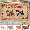 Fall Season Wreath Fluffy Cats Walking Personalized Doormat