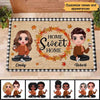 Home Sweet Home Fall Season Doll Couple Personalized Doormat