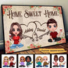 Roses Newspaper Pattern Doll Couple Sitting Home Sweet Home Personalized Horizontal Poster