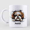 Peeking Dog Ragged Hole Personalized Mug