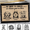 No Need To Knock Peeking Dog Outline Personalized Doormat