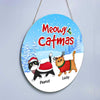 Meowy Catmas Fluffy Cat In Winter Christmas Personalized Door Hanger Sign