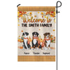 Cute Sitting Dogs Fall Season Welcome Personalized Garden Flag