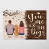 Couple Sitting With Dogs Back View Vintage Gift For Dog Lovers Personalized Horizontal Poster