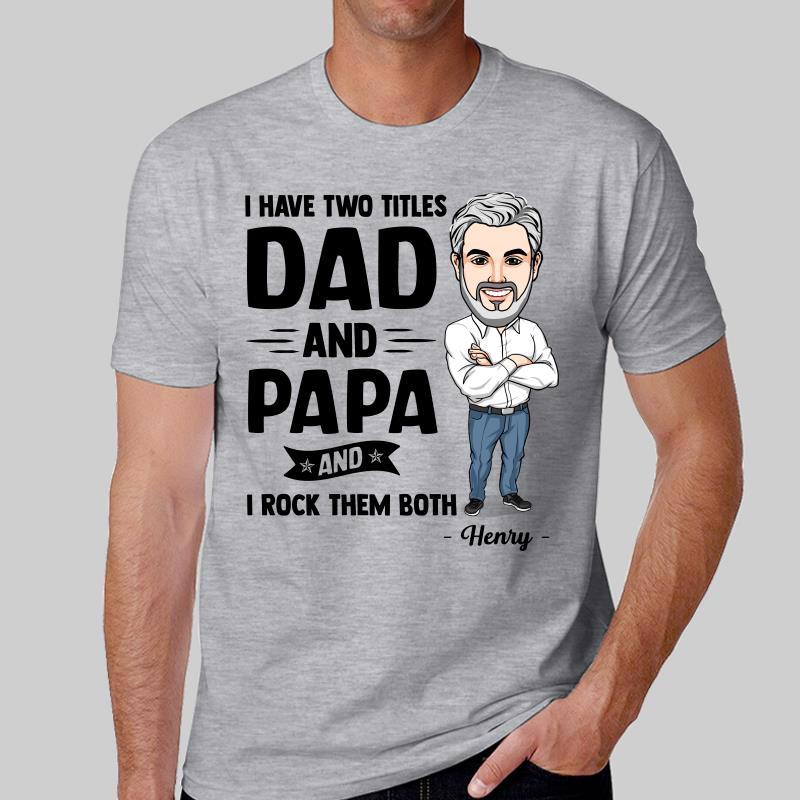 Dad Papa Rock Both Titles Caricature Personalized Shirt