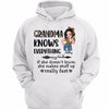 Grandma Knows Everything Leopard Sassy Woman Personalized Hoodie Sweatshirt