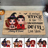 Doll Couple Wicked Witch And Her Handsome Devil Live Here Halloween Personalized Doormat