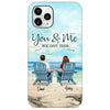 Back View Couple Sitting Beach Landscape Personalized Phone Case