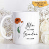 Mom Grandma Est. Watercolor Flower Personalized Mug