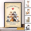 Life Is Better With Cats Sitting Cartoon Personalized Vertical Poster