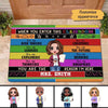 Doll Teacher Colorful Classroom Welcome Personalized Doormat