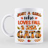 A Girl Loves Fall And Cat Bicycle Fall Season Personalized Mug