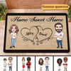 Home Sweet Home Caricature Couple Personalized Doormat