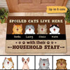 Happy Fluffy Spoiled Cats Live Here With Their Household Staff Personalized Doormat