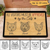 Visitors Must Be Approved By Cats Cat Head Outline Personalized Doormat