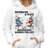 Sketch Beach Landscape Husband & Wife Drinking Buddies For Life Personalized Shirt