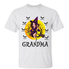 Grandma Mom Auntie Witch Riding Broom Halloween Moon Personalized Shirt