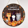 Halloween Cats Wreath Personalized Door Hanger Sign