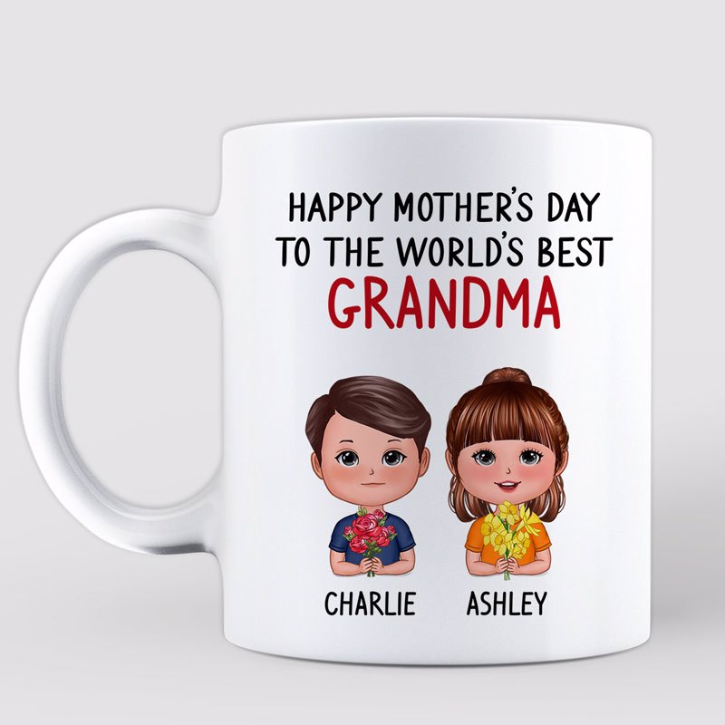 Happy Mother‘s Day Mom Grandma Doll Kids Personalized Mug