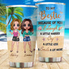 Summer Doll Besties Sisters Siblings Standing On The Beach Personalized Tumbler