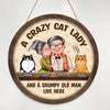 Crazy Cat Lady Grumpy Old Man Personalized Door Hanger Sign