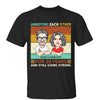 Caricature Couple Annoying Each Other Retro Funny Gift Personalized Shirt