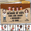 Beware Of Wife Caricature Couple Personalized Doormat