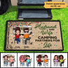 Colorful Tree Camping Doll Couple Personalized Doormat