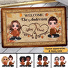 Fall Season Leaves Welcome Couple Family Personalized Doormat
