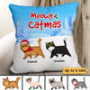 Walking Fluffy Cat Winter Christmas Personalized Pillow (Insert Included)