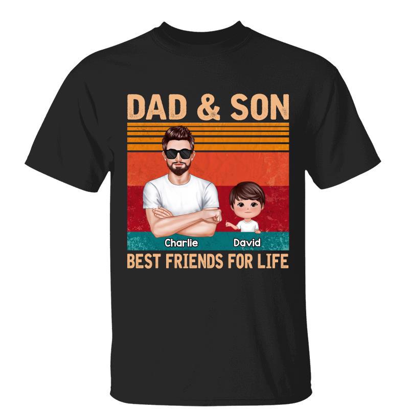Retro Best Friends For Life Dad And Son Daughter Fist Bump Personalized Shirt