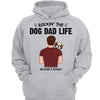 Dad Carrying Dogs On Shoulder Rockin‘ The Dog Dad Life Personalized Hoodie Sweatshirt