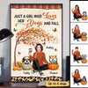 Sitting Pretty Girl And Dogs Fall Season Personalized Vertical Poster