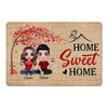 Doll Couple Sitting Under Tree Home Sweet Home Personalized Doormat