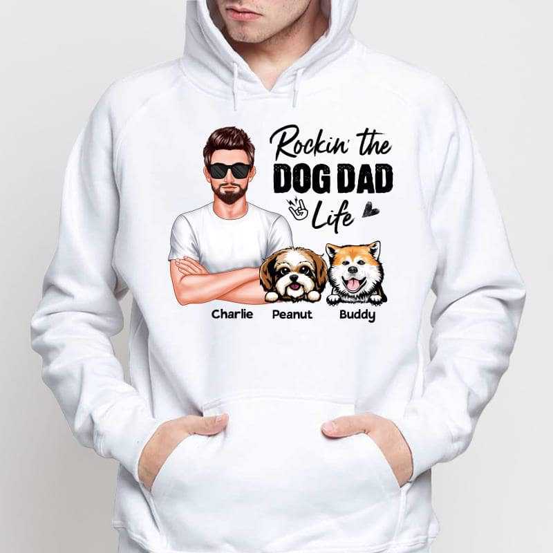 Rockin‘ The Dog Dad Life Real Man Father's Day Gift Personalized Shirt