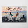 River Landscape Back View Couple Sitting Personalized Horizontal Poster