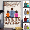 Dad And Kids On Text Wooden Personalized Vertical Poster