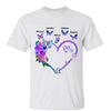 Grandma Mom Heart Blue & Purple Flower Butterflies Personalized Shirt