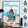 Back View Man Woman Sitting Beach Landscape Personalized Vertical Poster