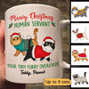 Merry Christmas Human Servant Walking Fluffy Cat Personalized Mug