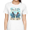 Back View Couple Sitting Beach Landscape Personalized Shirt