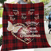 Blessed Grandma Mom Butterfly Red Plaid Leopard Personalized Fleece Blanket