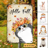 Hello Fall Cute Peeking Cat Personalized Metal Sign