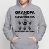 Handprints Grandpa And Kids Partners In Crime Personalized Hoodie Sweatshirt