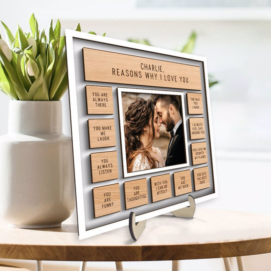 Reasons Why I Love You Valentine‘s Day Gift For Him Gift For Her Personalized 2-Layer Wooden Plaque