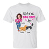 Rockin‘ The Dog Mom Life Pink Sassy Girl & Walking Dog Personalized Shirt