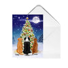 Sitting Dogs Christmas Tree At Night Personalized Postcard