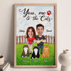 Couple And The Cats Funny Custom Face Photo Personalized Poster