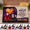 Wicked Witch Handsome Devil Heart Moon Halloween Personalized Doormat