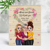 Hugging Mother Daughter Flower Heart Personalized Vertical Rectangle Wooden Plaque